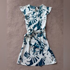 Ann Taylor Teal and White Midi Dress